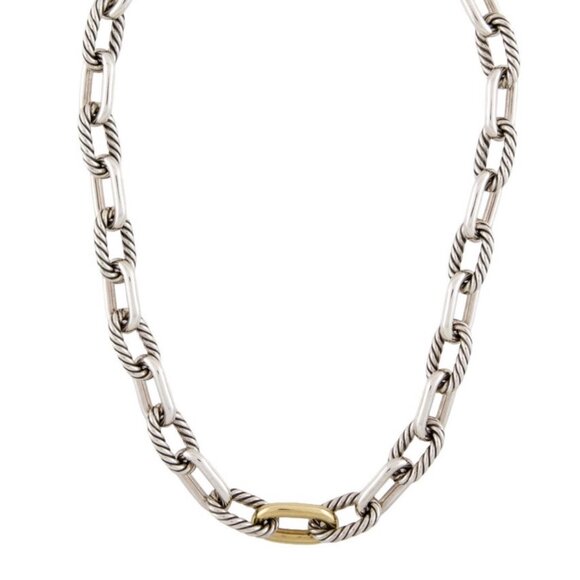 DAVID YURMAN 18K 750 YELLOW GOLD & STERLING SILVER 925 MADISON® CHAIN NECKLACE - Picture 1 of 9